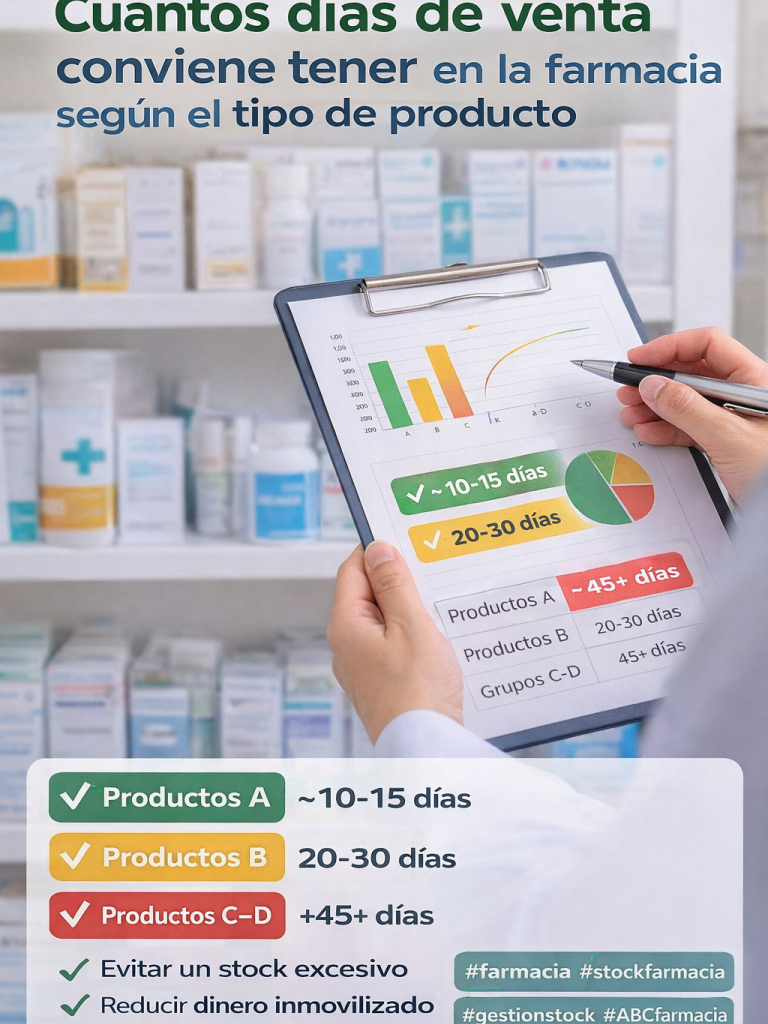 Cuántos días de venta conviene tener en la farmacia según el tipo de producto