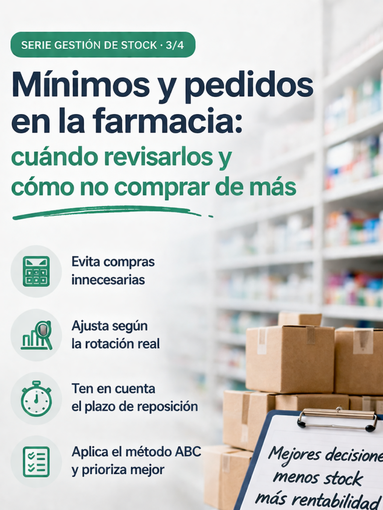 Mínimos y pedidos en la farmacia: cuándo revisarlos y cómo no comprar de más